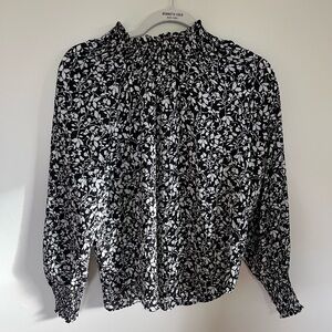 LOFT Monochrome Leaf Print Blouse